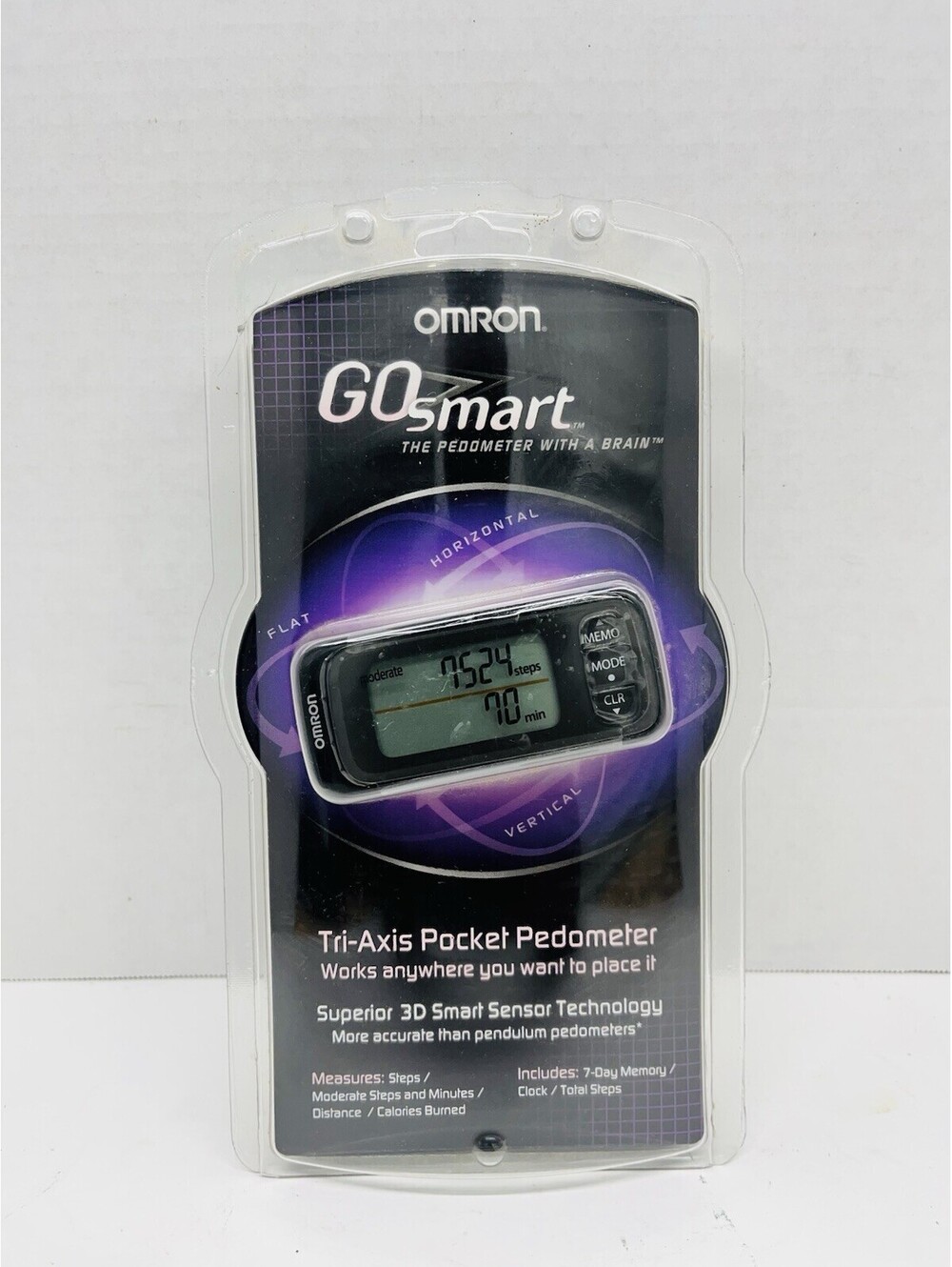 OMRON GO Smart Tri-Axis Pocket Pedometer With A Brain HJ-303, Sealed